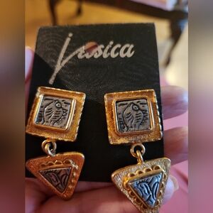 Vintage Gold and Black Earrings